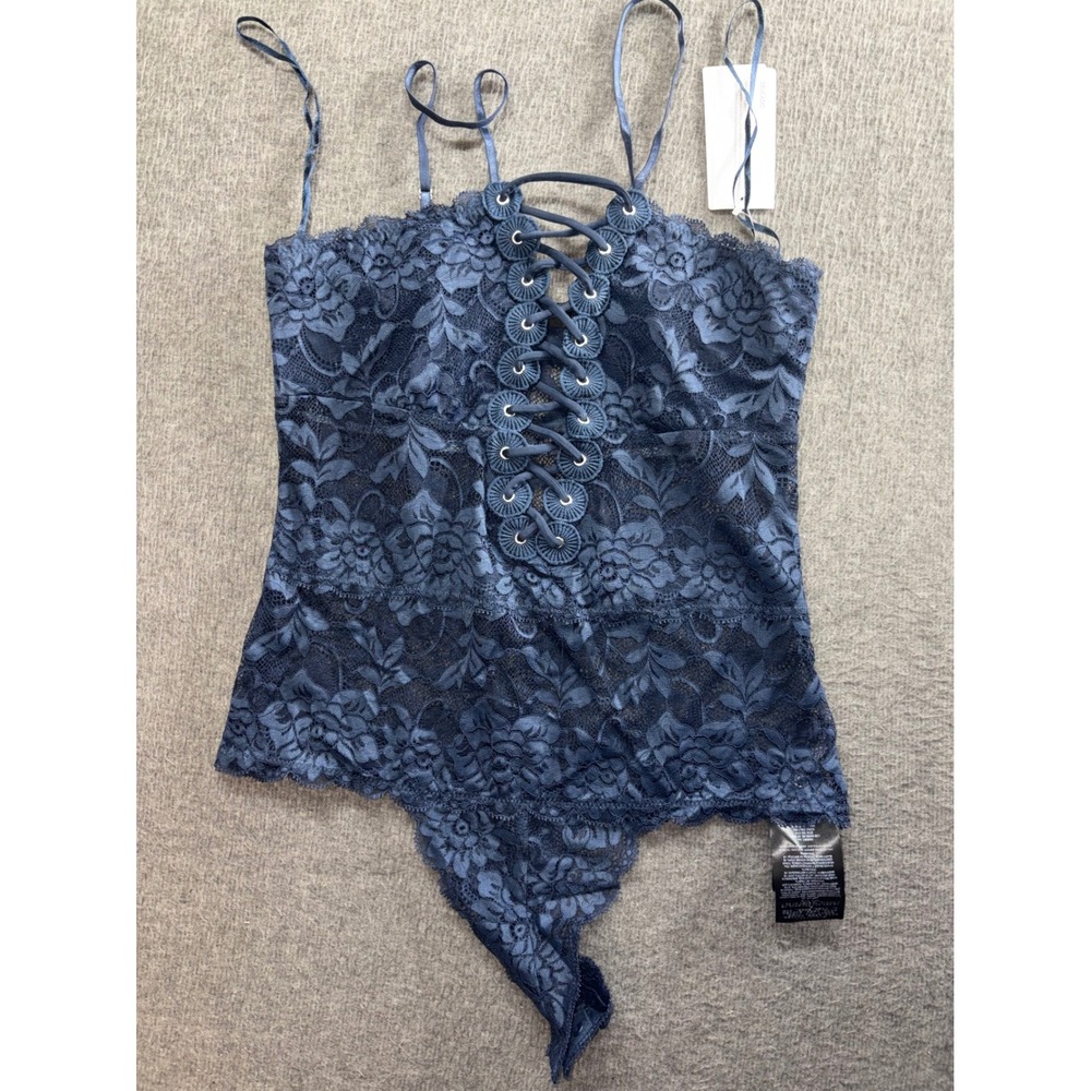 Guess Los Angeles SL Dante Lace Up Bodysuit Dress Blues W81P81R3X51 Medium